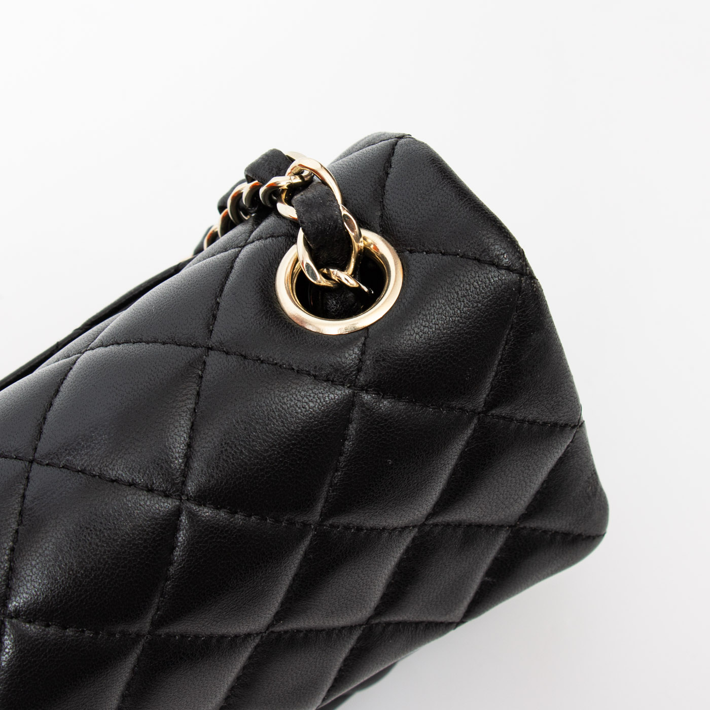 Chanel Mini Flap Rectangular Lambskin Schwarz Champagner Hardware – Bild 7