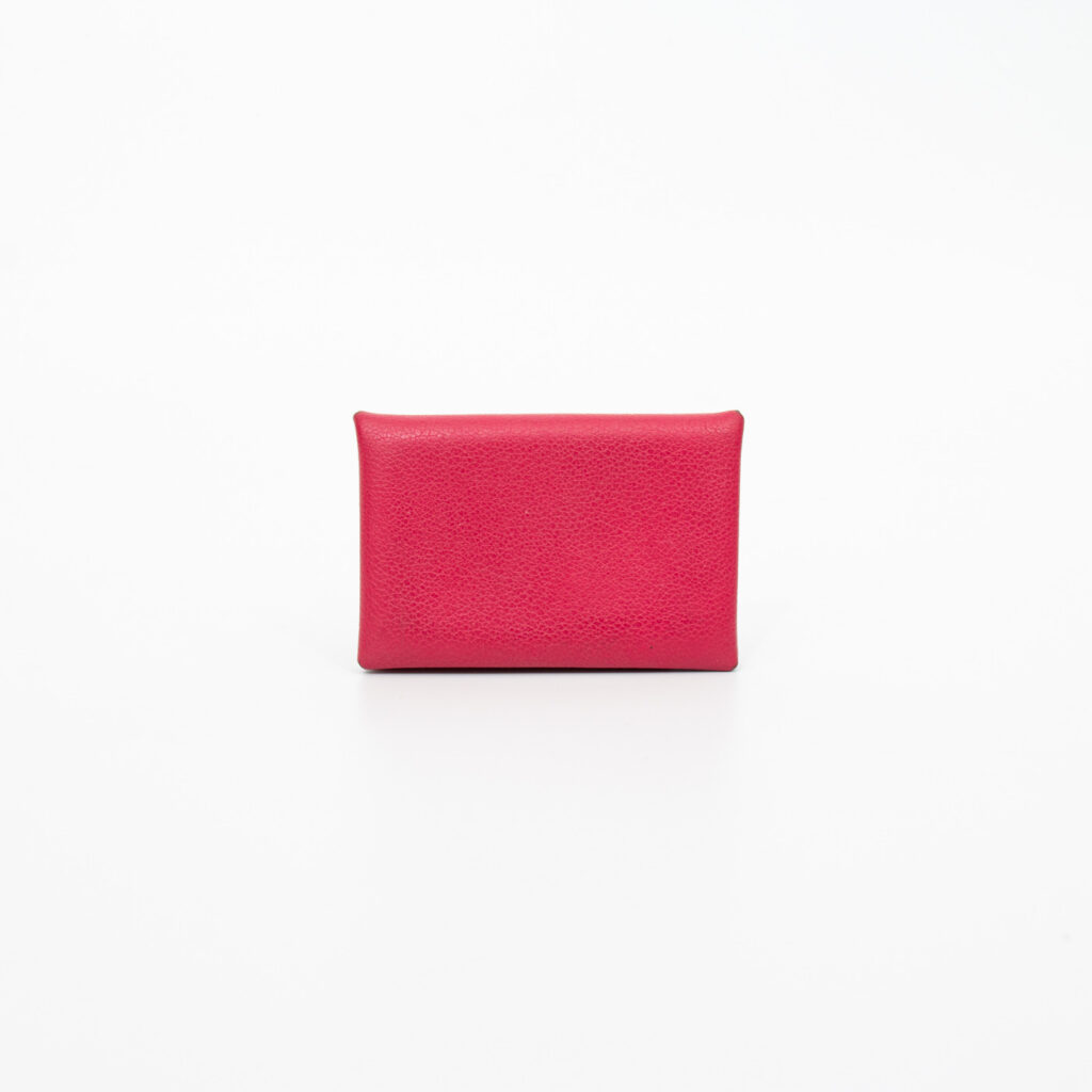 Tarjetero Hermès Calvi de piel rosa
