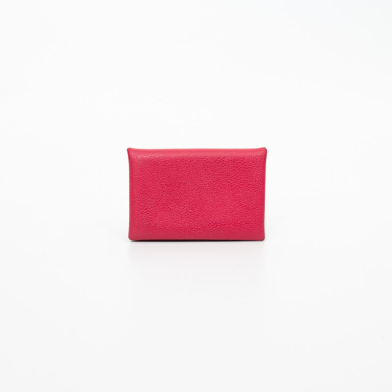 Tarjetero Hermès Calvi de piel rosa – Imagen 2