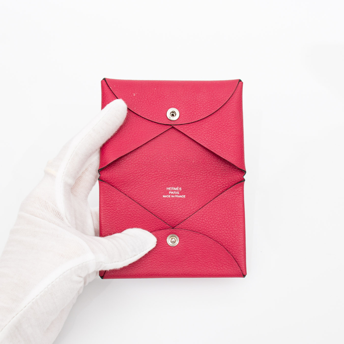Tarjetero Hermès Calvi de piel rosa – Imagen 5