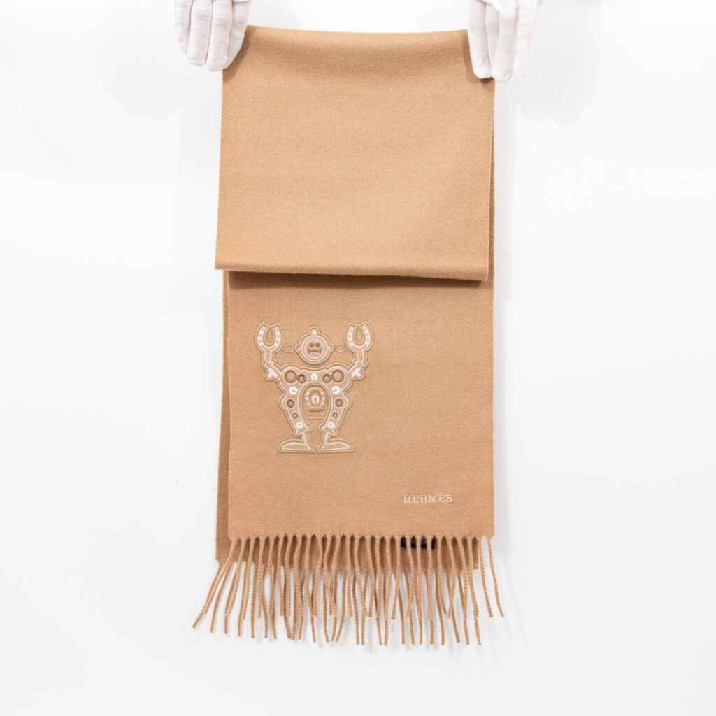 Hermès Kaschmir-Schal Hallo Mr Farières Beige