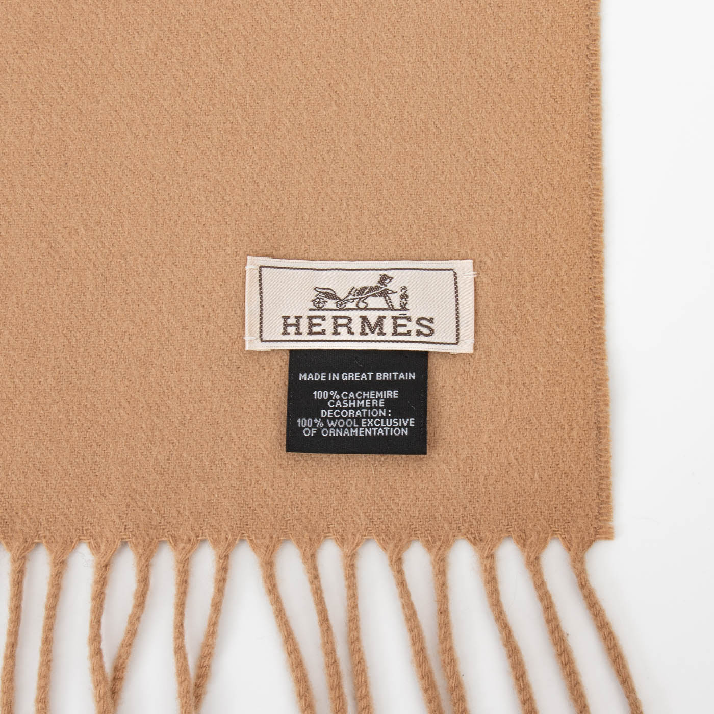 Écharpe en cachemire Hermès Hallo Mr Farières Beige – Image 4